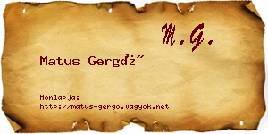 Matus Gergő névjegykártya
